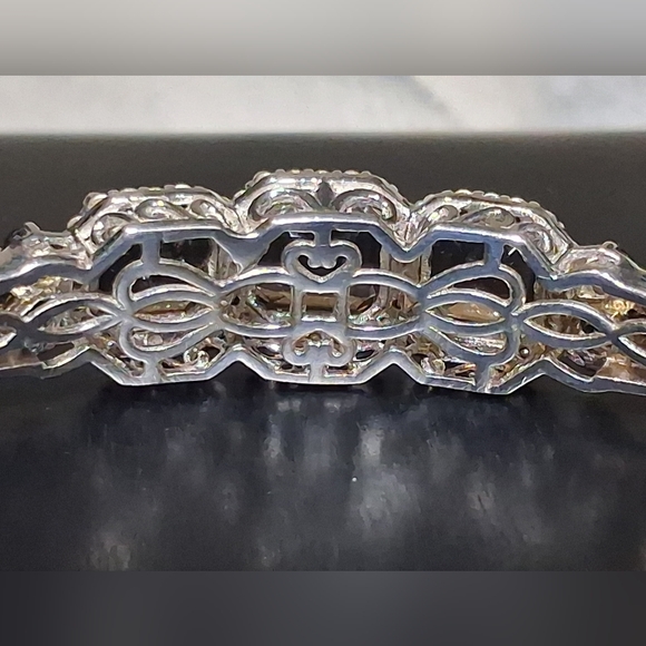 Smokey Quartz & Zirchon Open Cuff Sterling Silver Bracelet 11.10 cts - Picture 8 of 15